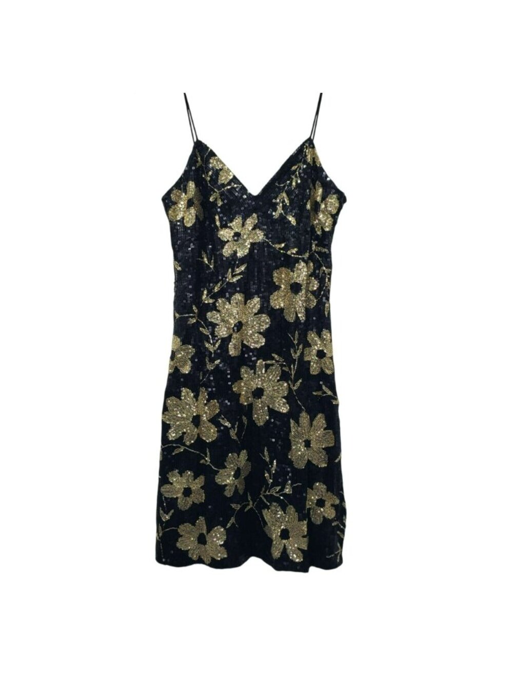 Ashish $2000 Black Gold Floral Sequin Mini Dress 90s Slip Dress Annies Ibiza - Picture 2 of 16